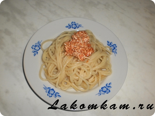 Мучное блюдо Спагетти с сырным соусом