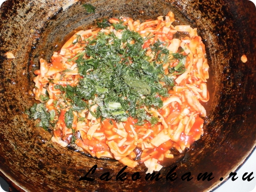 Мучное блюдо Гнёзда из спагетти с крабовыми палочками