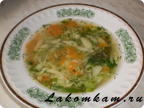 Суп Легкий овощной со свежей капустой