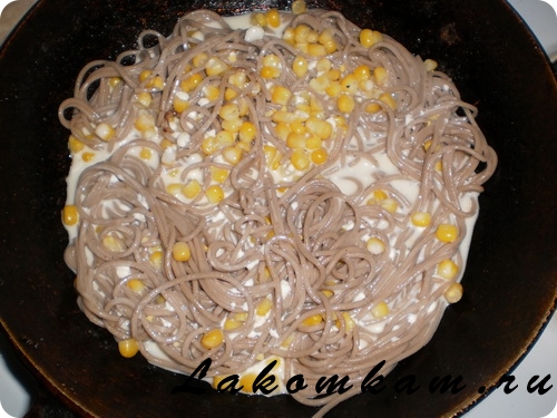 Мучное блюдо Спагетти с кукурузой