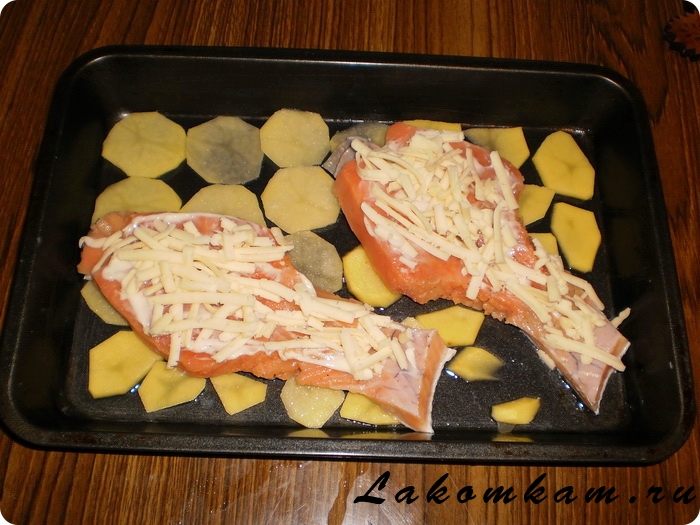 Стейк кеты под сырной корочкой