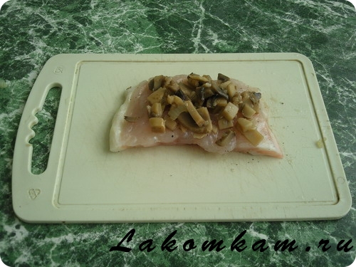 Блюдо из рыбы Рыбные рулетики с грибами