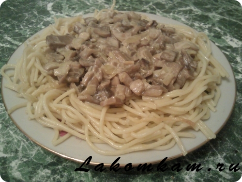 Мучное блюдо Спагетти с грибами