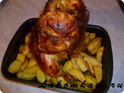 Блюдо из мяса "Курица на банке с гарниром"